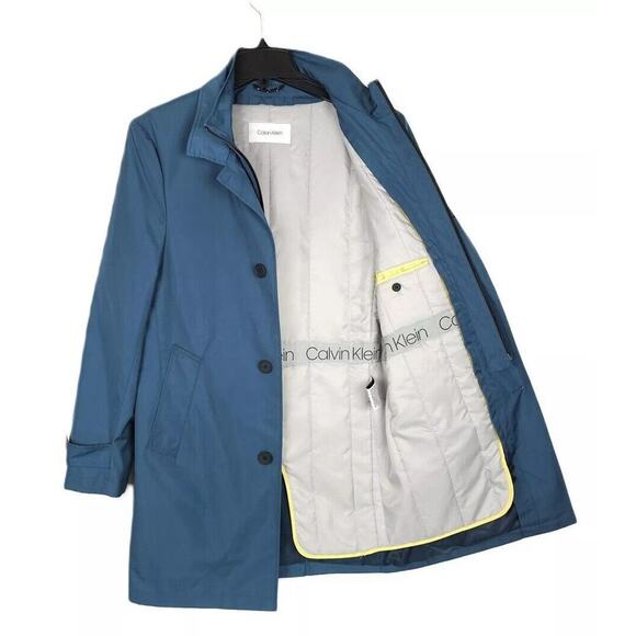 Calvin Klein Men's Munson Slim-Fit Modern All-Weather Raincoat Blue 48R NWT - Picture 2 of 7
